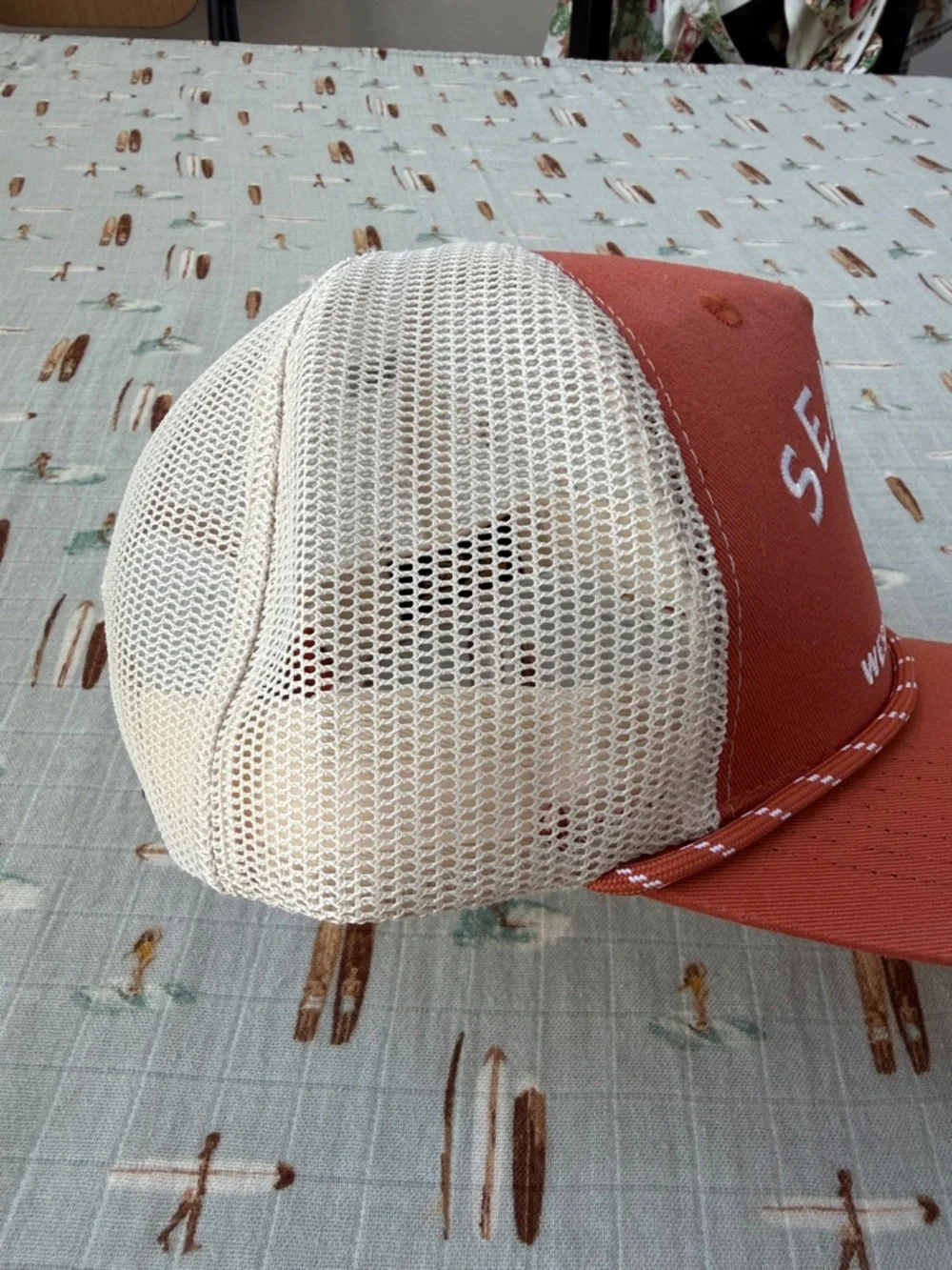 Seager Western Brand Rust & Cream Mesh Trucker Hat